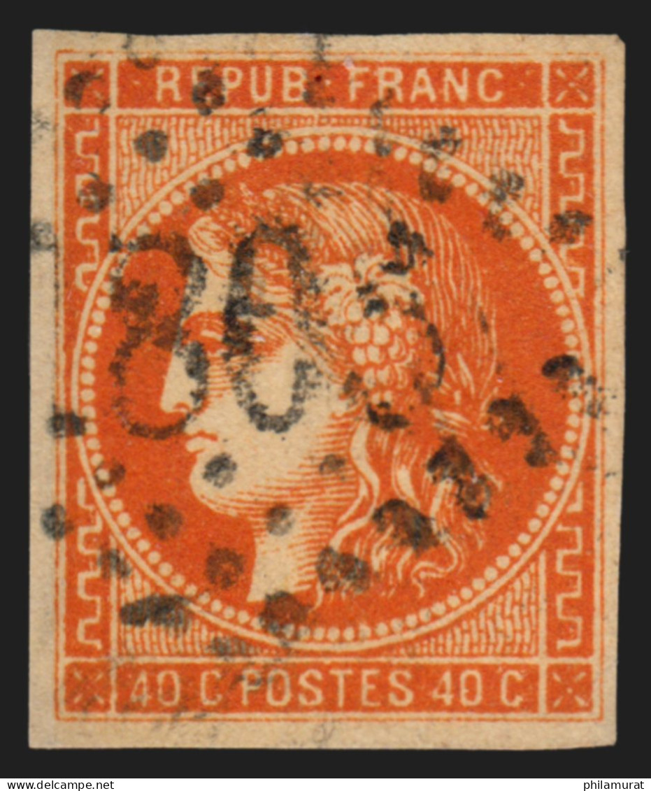 N°48, Cérès Bordeaux 40c Orange, Oblitéré, Signé A.BRUN - TB - 1870 Emission De Bordeaux