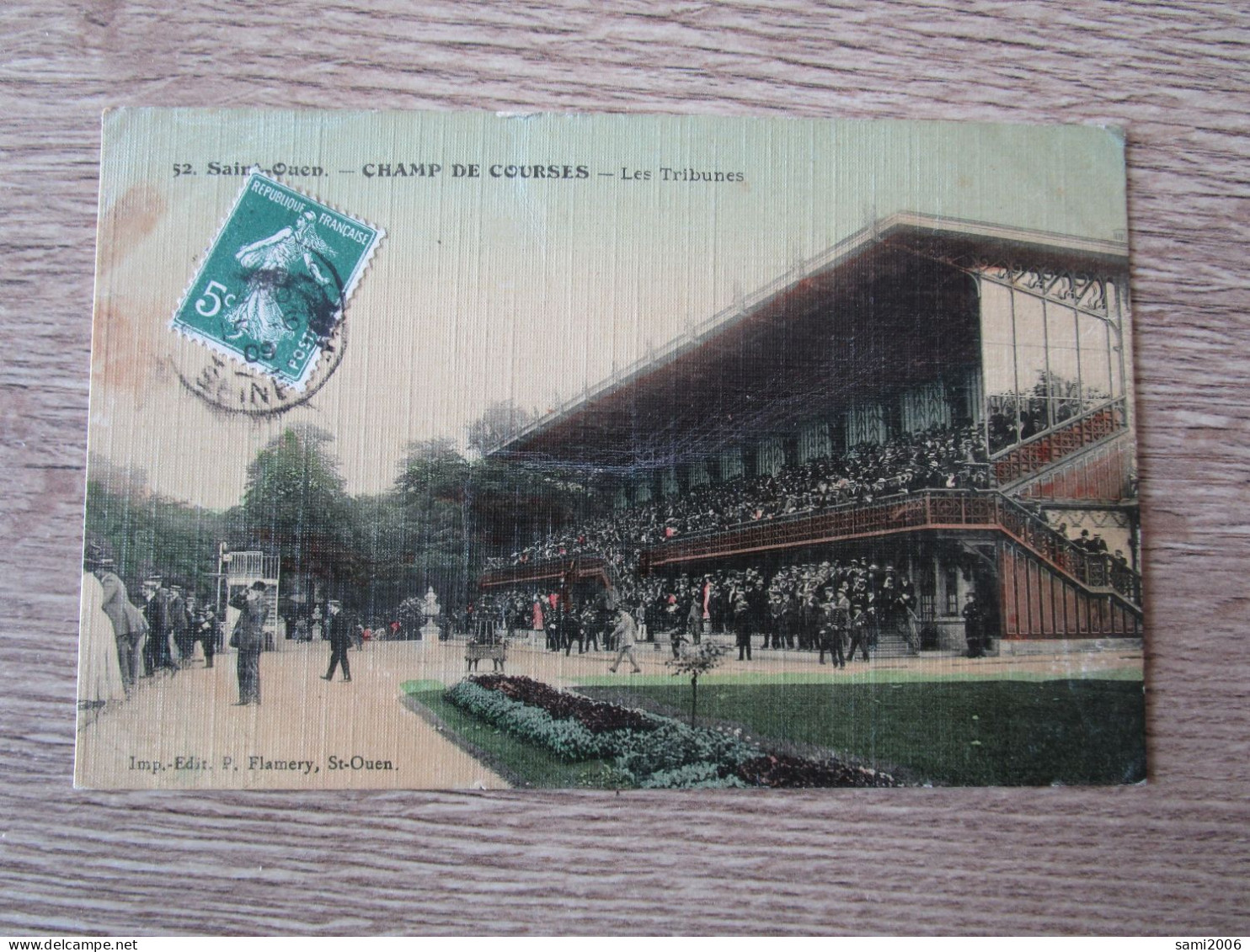 CPA TOILE 92 SAINT OUEN CHAMP DE COURSES LES TRIBUNES FOULE - Saint Ouen