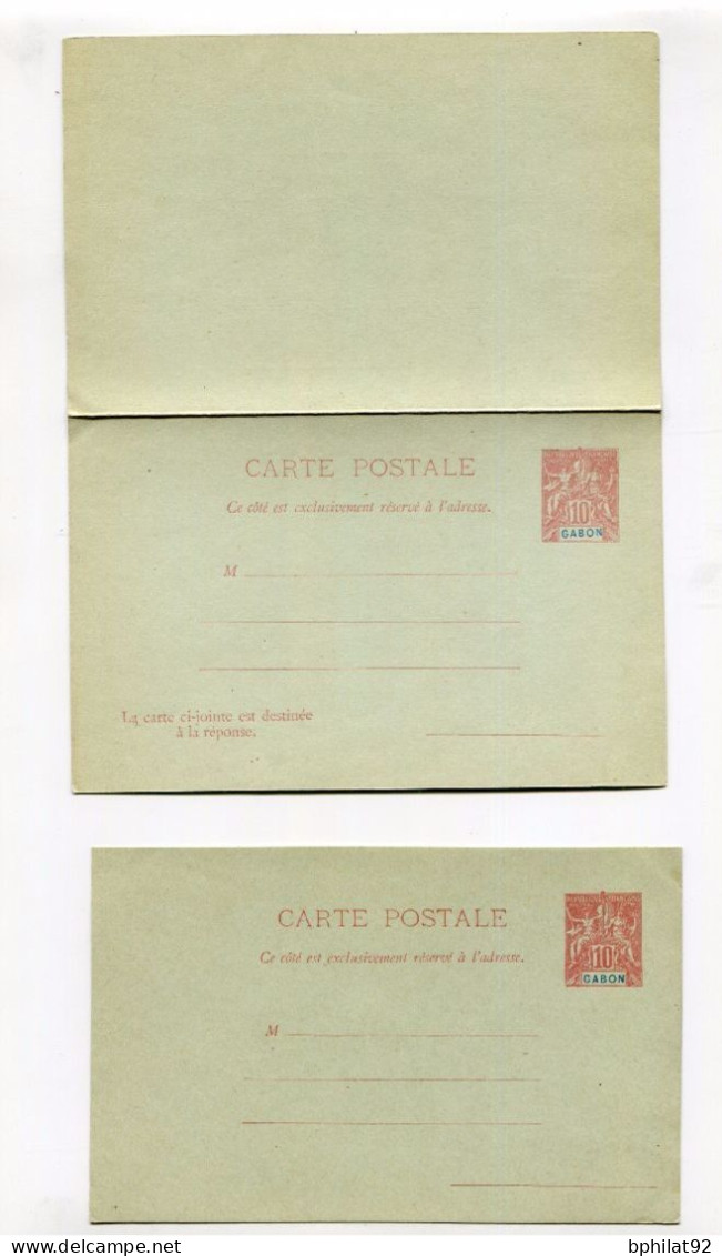 !!! GABON, LOT DE 2 ENTIERS POSTAUX NEUFS, CARTE SIMPLE ET CARTE REPONSE PAYEE - Lettres & Documents