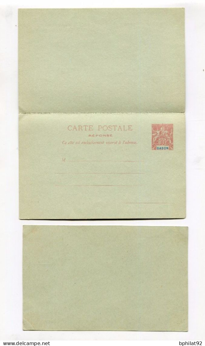 !!! GABON, LOT DE 2 ENTIERS POSTAUX NEUFS, CARTE SIMPLE ET CARTE REPONSE PAYEE - Covers & Documents