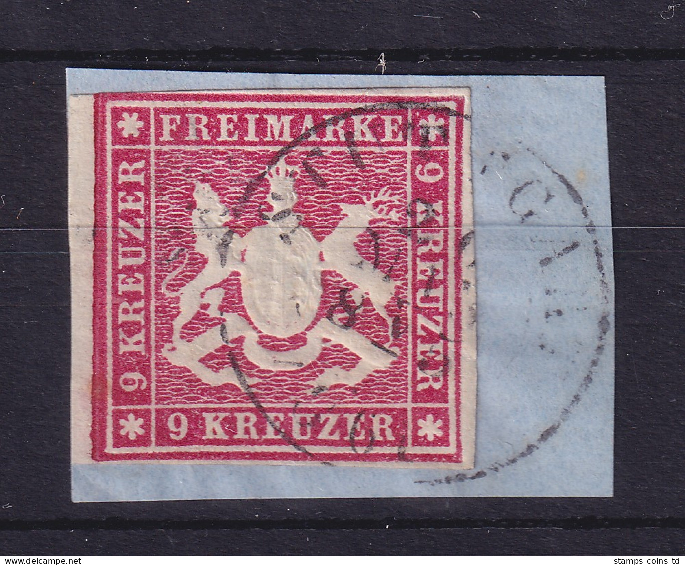 Württemberg 1859 Wappen 9 Kreuzer Mi.-Nr. 14a Gestempelt Auf Briefstück - Usados