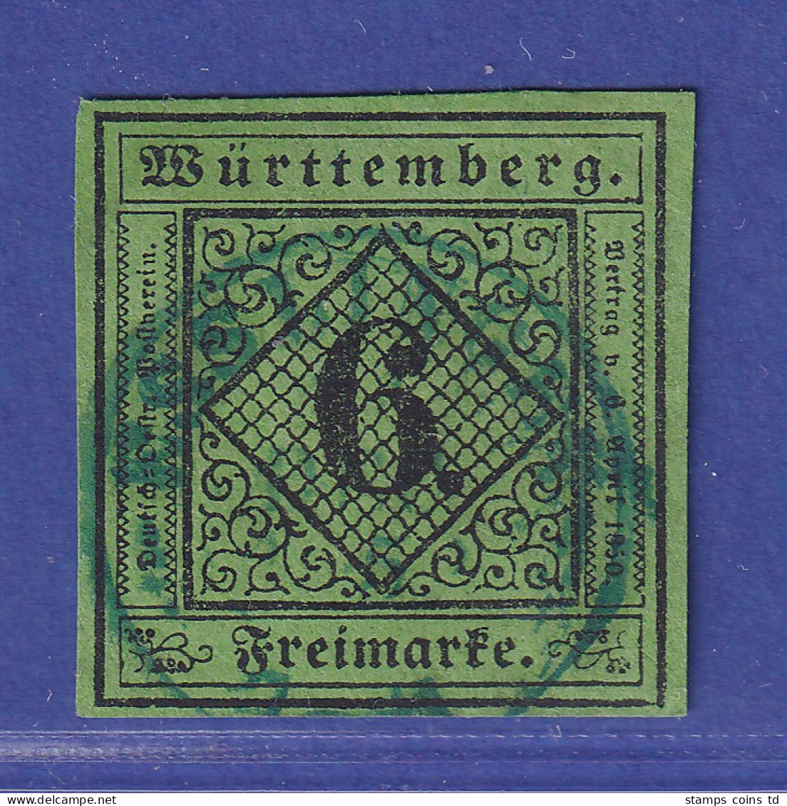 Württemberg 1851 Wertziffer 6 Kreuzer Mi.-Nr. 3a II B Gestempelt - Usados