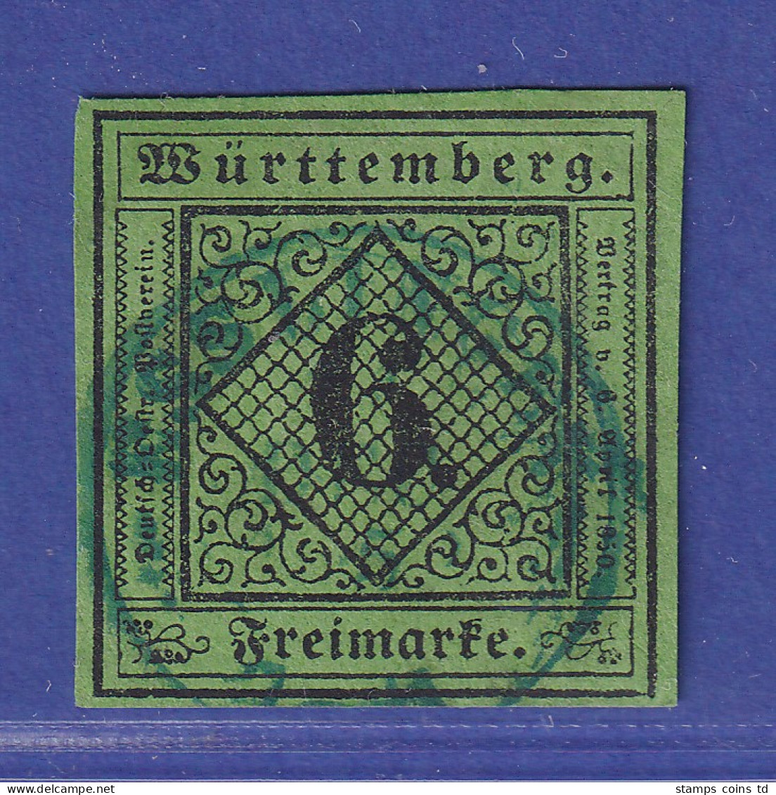 Württemberg 1851 Wertziffer 6 Kreuzer Mi.-Nr. 3a II B Gestempelt - Oblitérés