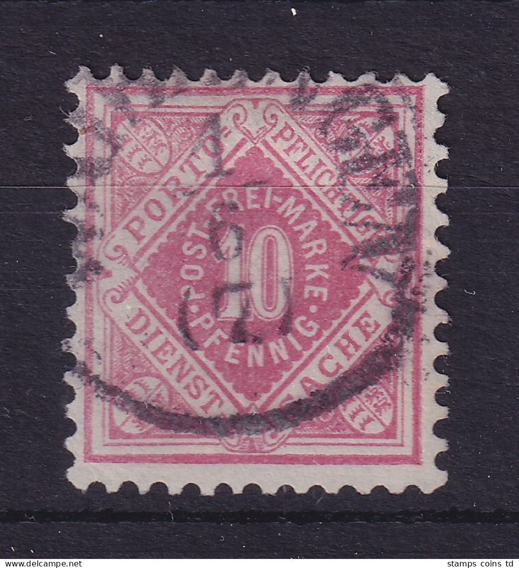 Württemberg 1875/92 Dienstmarke Wertziffer 10 Pfennig Mi.-Nr. 102a Gestempelt - Usados