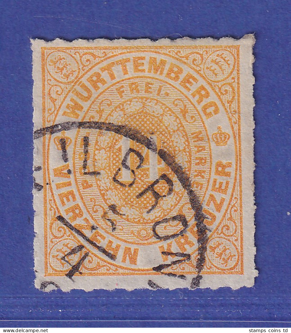 Württemberg 1869 Wertziffer 14 Kreuzer Mi.-Nr. 41 O HEILBRONN - Usati