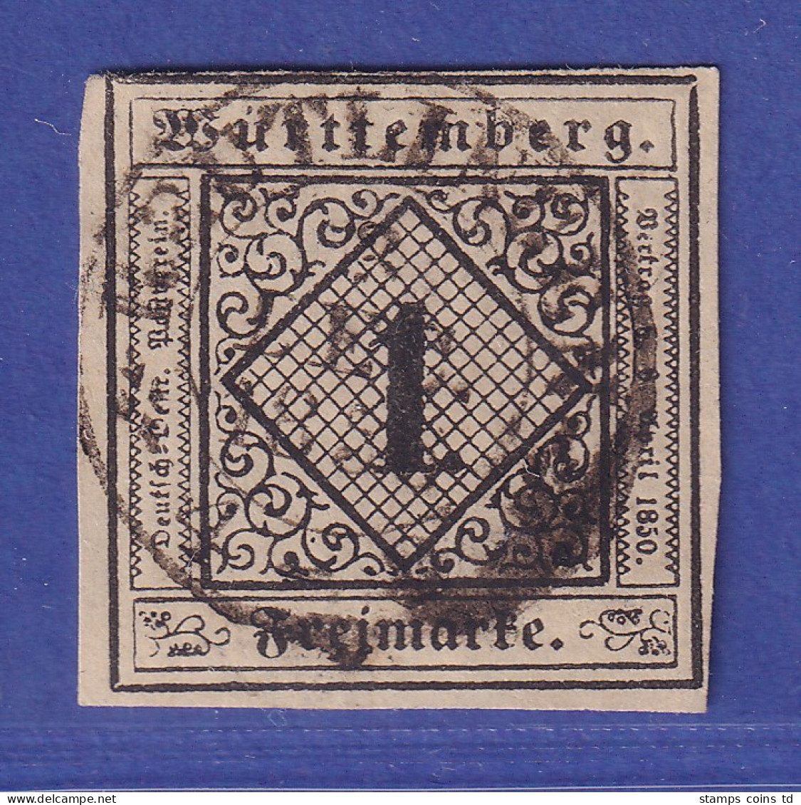 Württemberg 1851 Wertziffer 1 Kreuzer  Mi.-Nr. 1a Gestempelt - Used