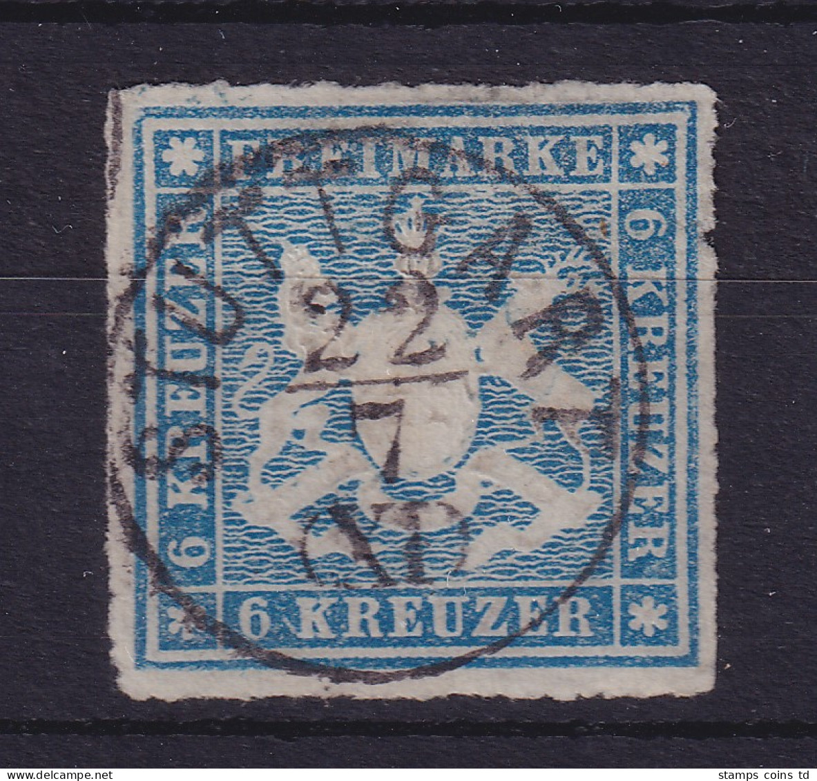 Württemberg 1865 Wappen 6 Kreuzer Mi.-Nr. 32a O STUTTGART - Usados