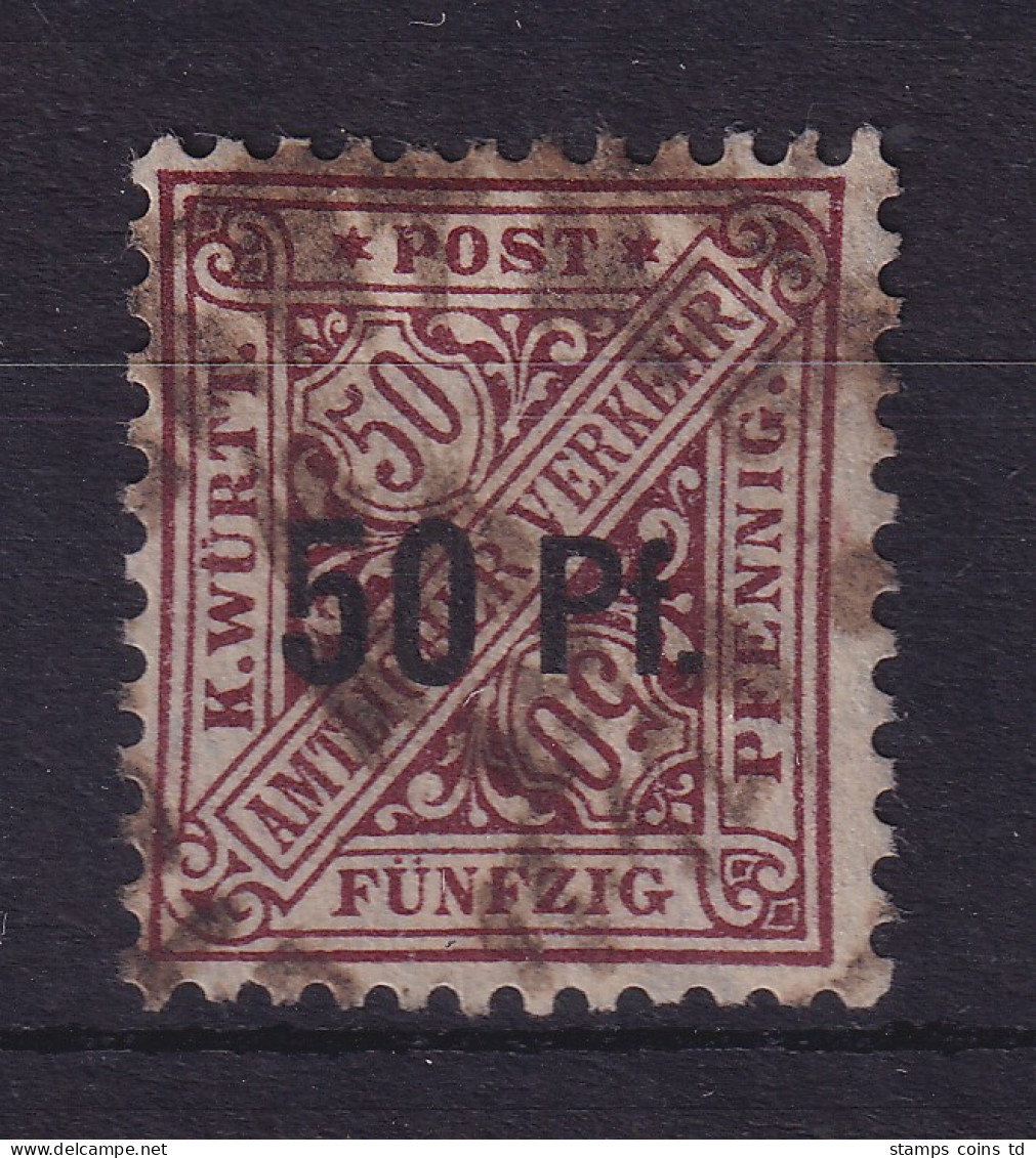Württemberg 1919 Dienstmarke Wertzifferaufdruck 50 Pf Mi.-Nr. 255 O Gpr. INFLA - Gebraucht