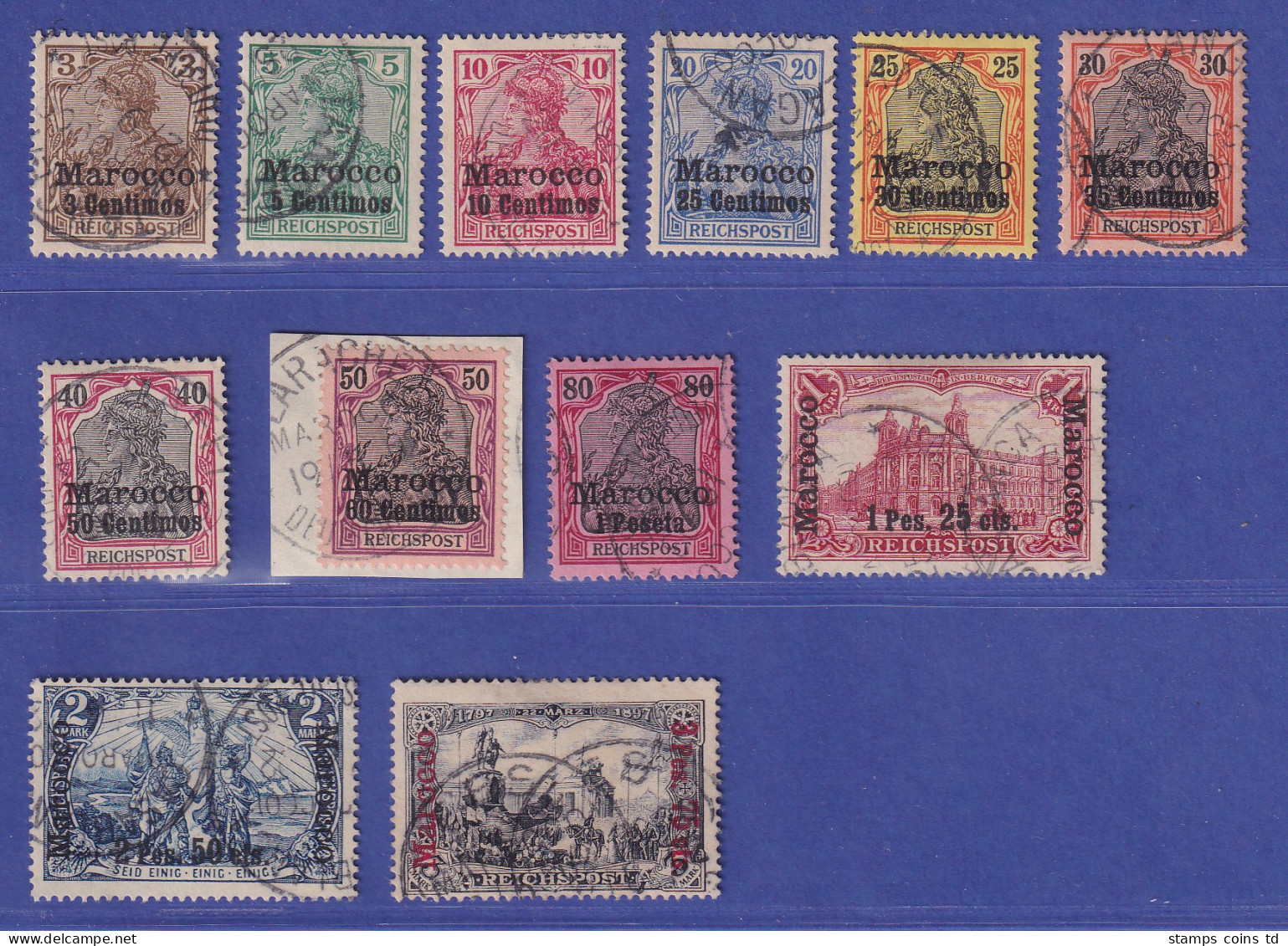 Deutsche Post In Marokko 1900  Mi.-Nr. 7-18 Gestempelt - Marruecos (oficinas)