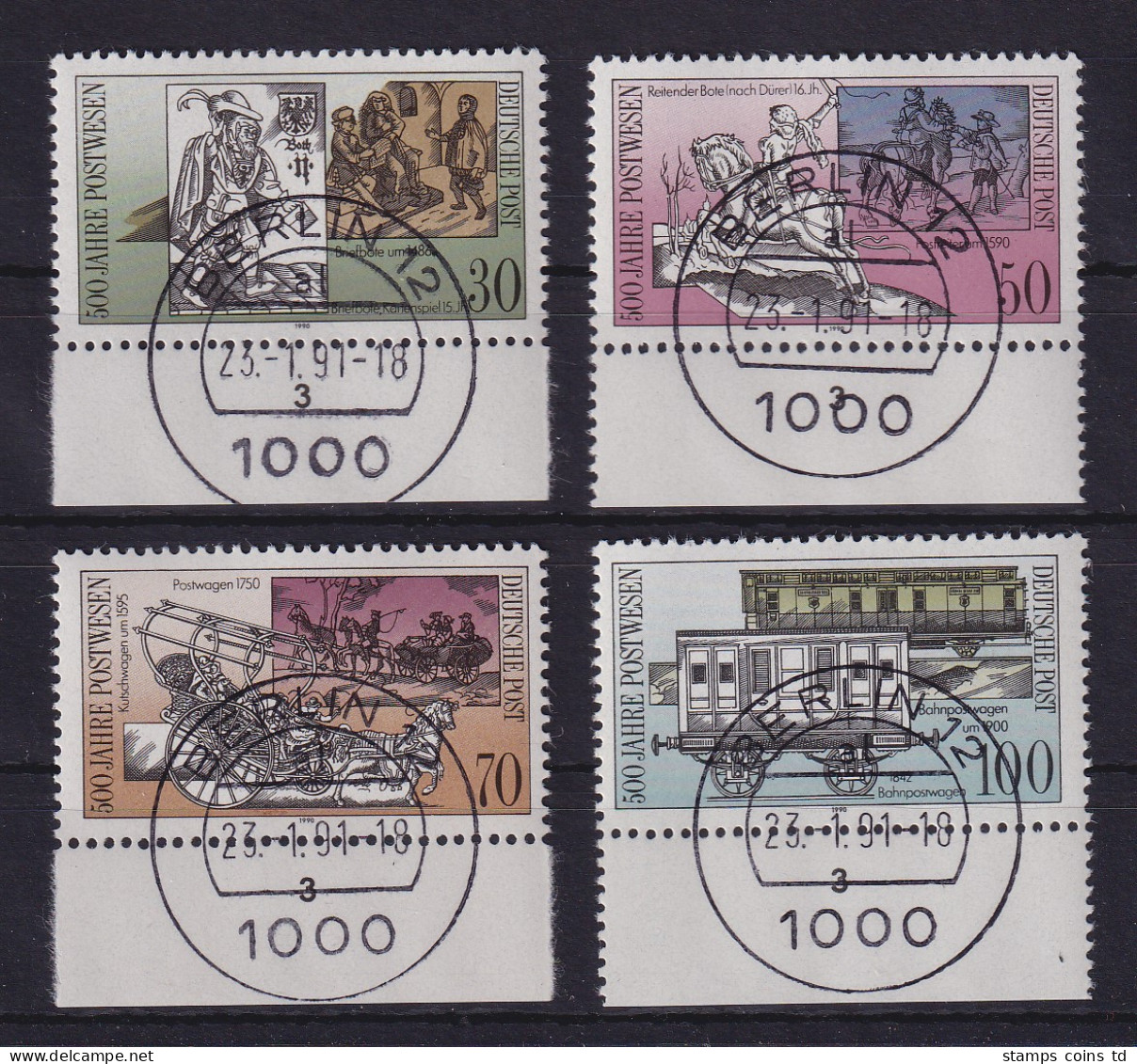 DDR 1990 Postwesen Mi.-Nr. 3354-3357 Unterrandstücke O BERLIN 12 (Berlin/West) - Used Stamps