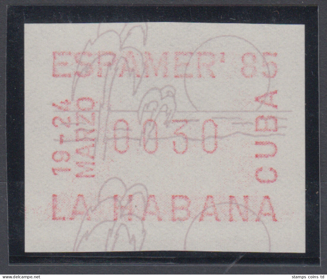 Cuba / Kuba  Sonder-ATM  ESPAMER `85 Havanna, Mi.-Nr. 4 ** - Automatenmarken (Frama)