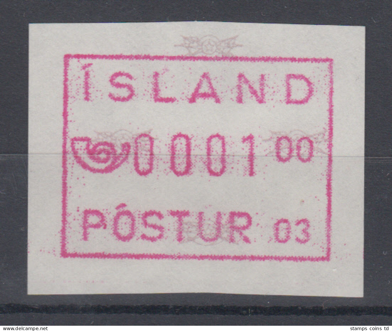 Island Frama-ATM 3.Ausgabe 1993, Aut.-Nr. 03  Mi.-Nr. 2.1 - Frankeervignetten (Frama)