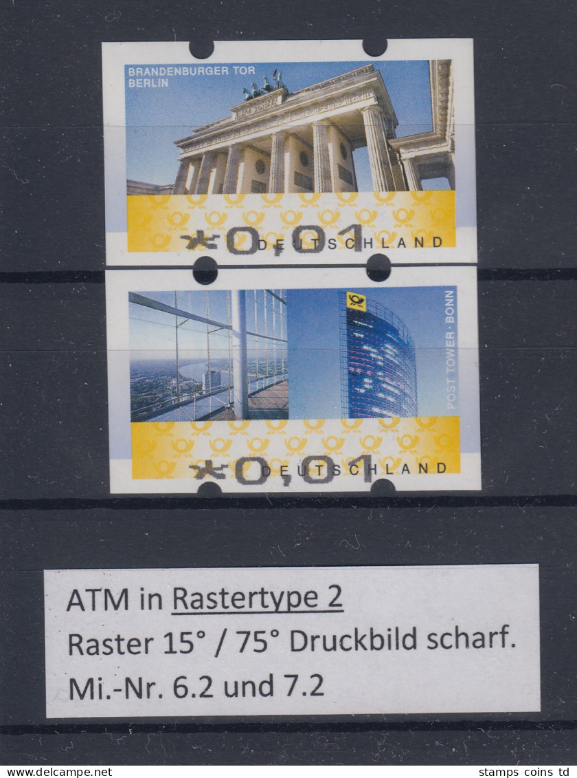 ATM Mi.-Nr. 6.2 Und 7.2  Paar ** Rastertype 2 Raster 15°/75° Druckbild Scharf  - Machine Labels [ATM]