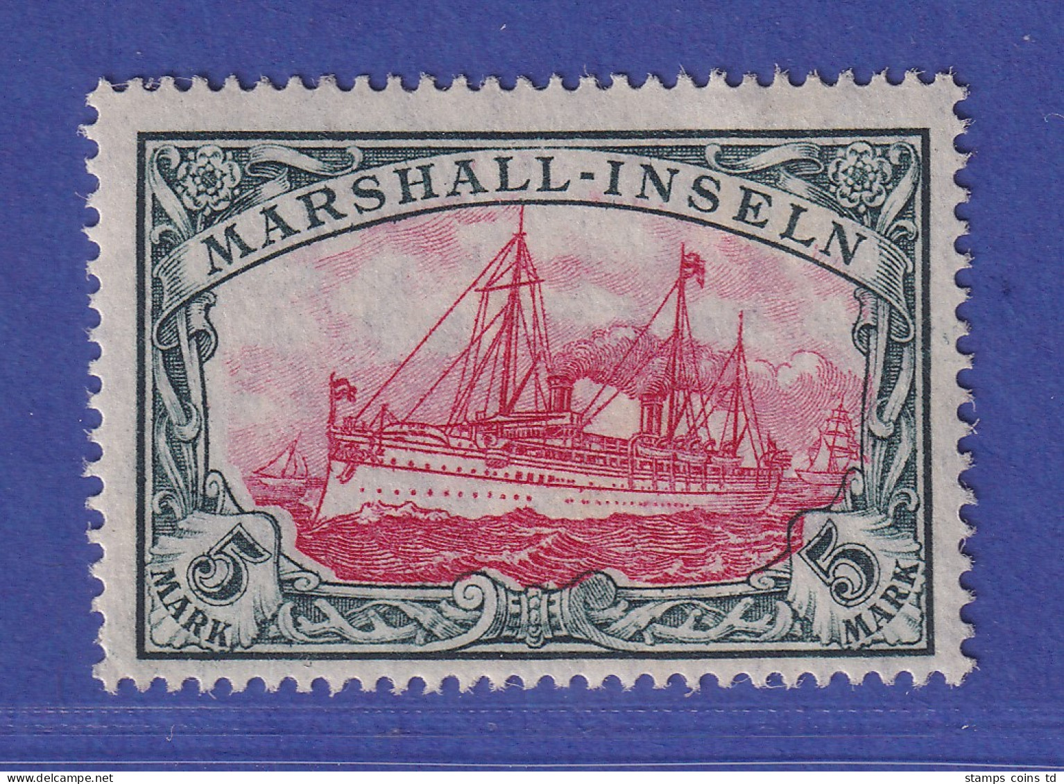 Dt. Kolonien Marshall-Inseln 1916  5 Mark  Mi.-Nr. 27AI Postfrisch ** - Marshall-Inseln