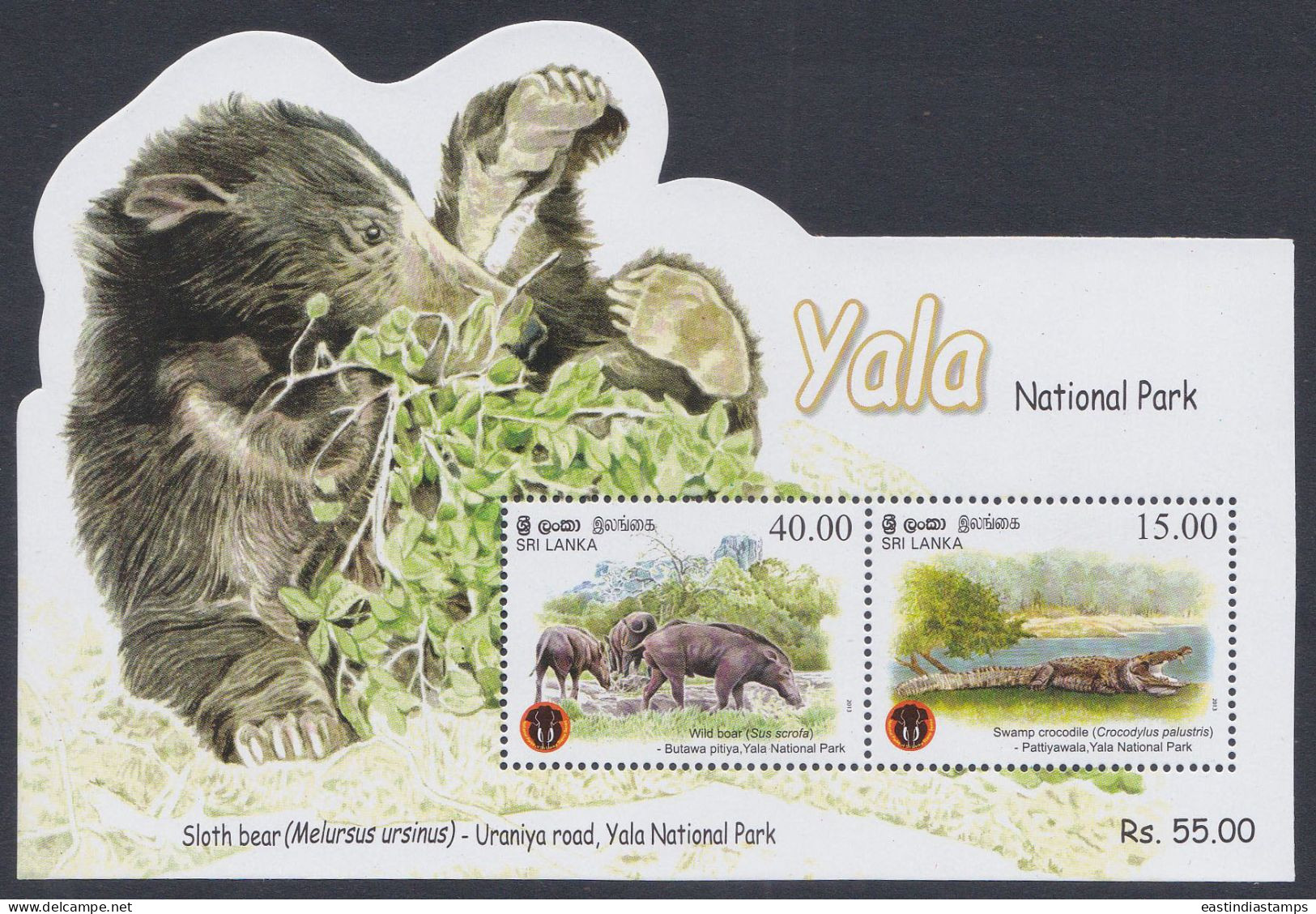 Sri Lanka 2013 MNH MS Yala National Park, Wild Boar, Sloth Bear, Crocodile, Wildlife, Wild Life, Animal, Miniature Sheet - Sri Lanka (Ceylon) (1948-...)