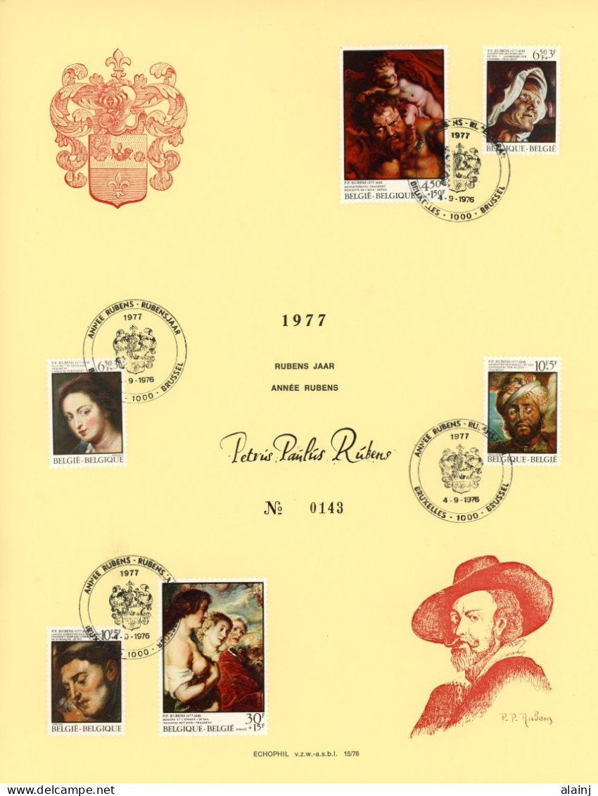 BE   1816 - 1821   ---  Feuillet 1er Jour  --  Propagande Année Rubens --  Echophil Numéroté - Brieven En Documenten
