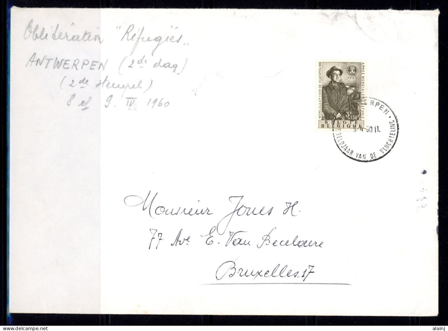 BE   1126   ---  Peu Courant  --   Obl. 1er Jour + 1 --   Enveloppe A5  --  Cachet "Réfugiés" Antwerpen - Briefe U. Dokumente