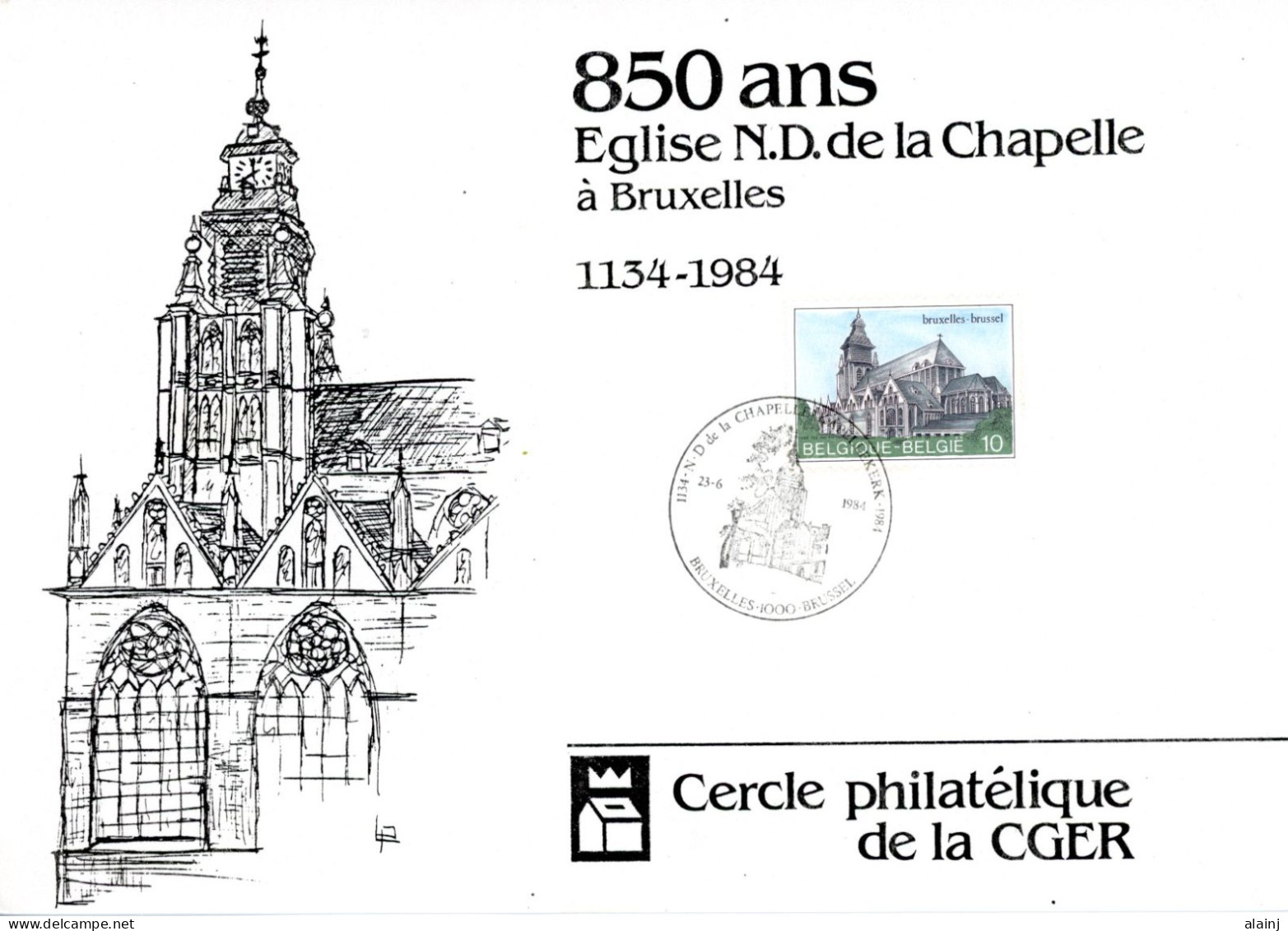 BE   2138   ---  Carte Philatélique 1er Jour  --  Eglise Notre-Dame De La Chapelle  /  Bruxelles  - Lettres & Documents