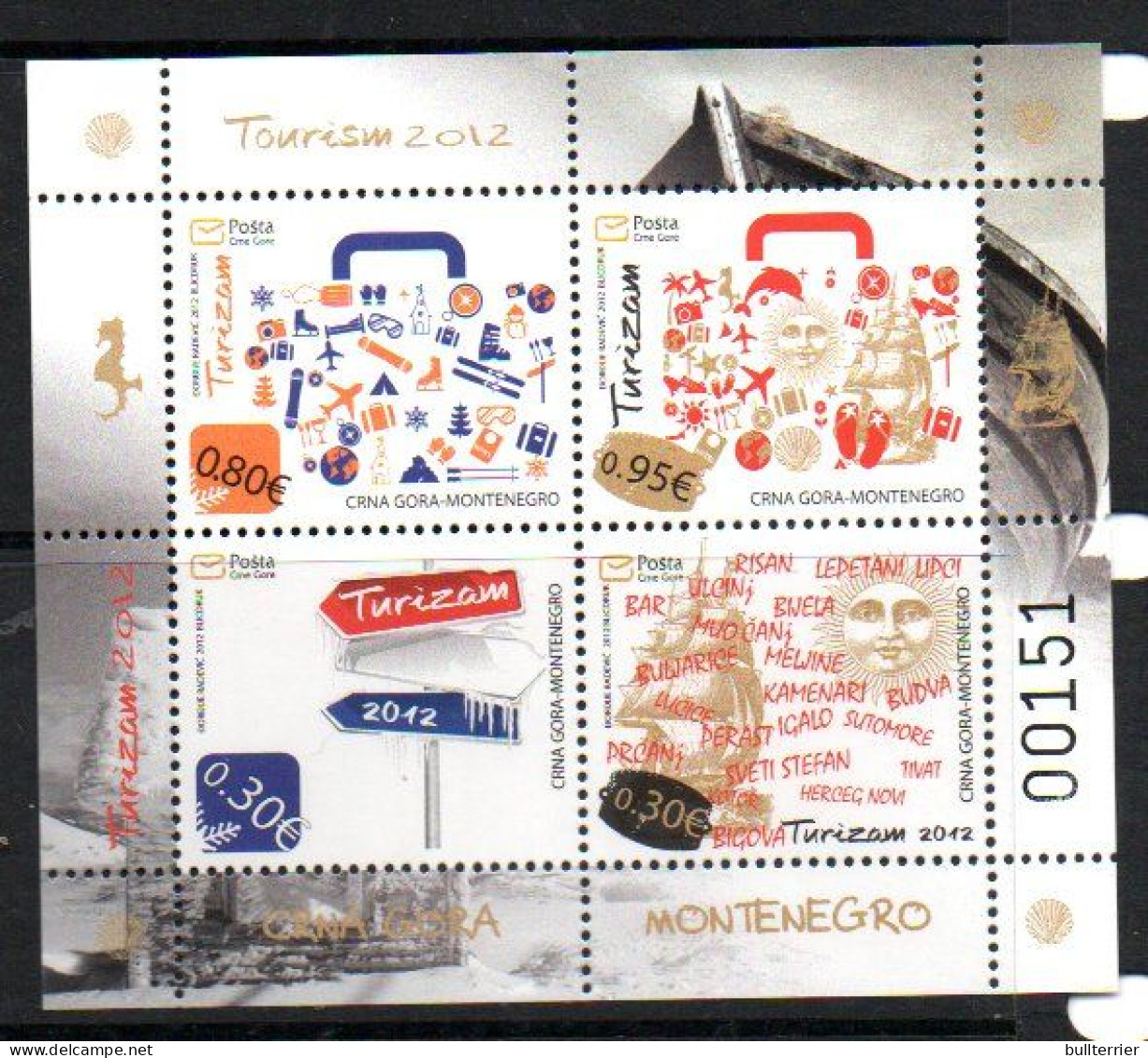 TOURISM - Montenegro - 2012- Tourism S/sheetlet Booklet Complete  Mint Never Hinged - Other & Unclassified