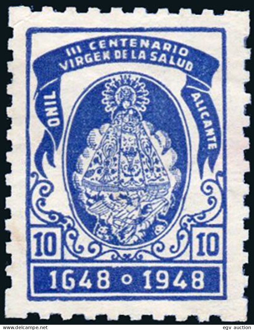 Alicante - Viñeta - (*) S/Cat. - 1948 "Onil - III Centenario Virgen De La Salud 10 Cts." - Unused Stamps