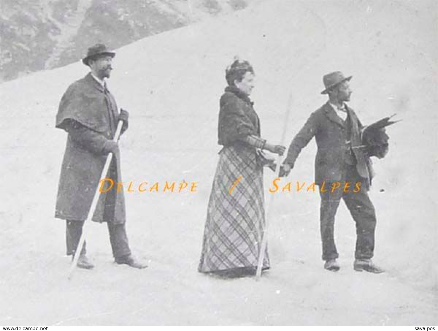 Chamonix Vers 1910 * Un Couple Et Leur Guide Sur La Mer De Glace * Plaque Verre - Glasplaten