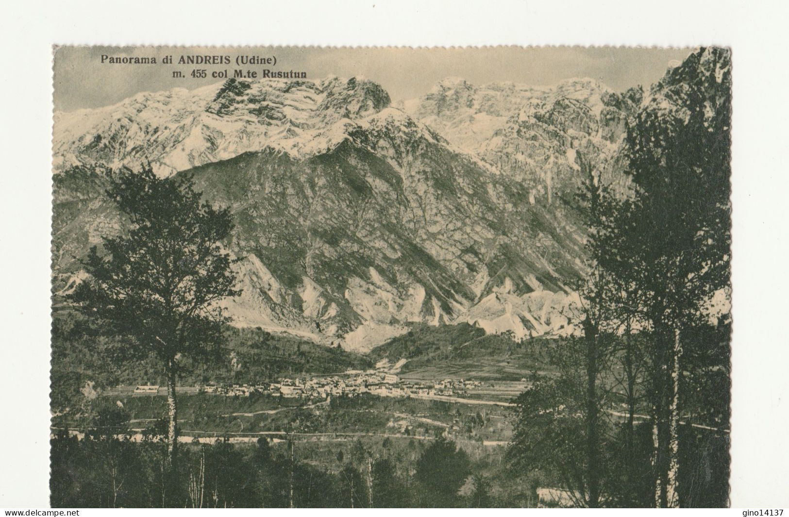 Cartolina PANORAMA ANDREIS (Udine) Monte RUSUTUN - FRIULI - ANNI '40 - Pordenone