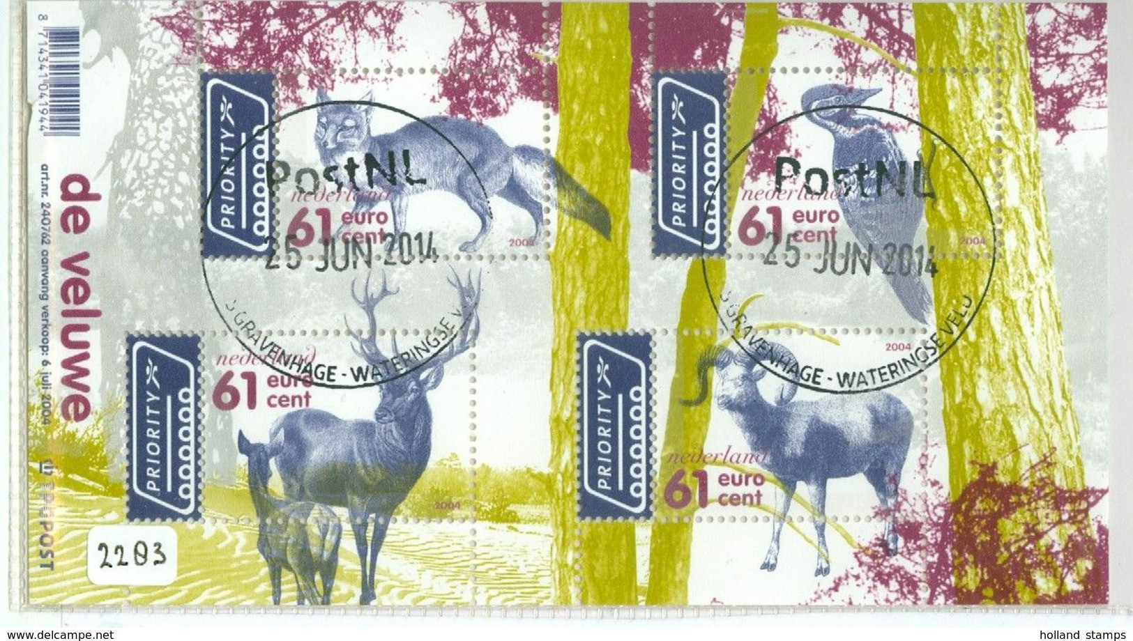 NEDERLAND * 2004 * BLOK NVPH 2283 *  ANIMALS  * NETHERLANDS * POSTFRIS GESTEMPELD - Used Stamps