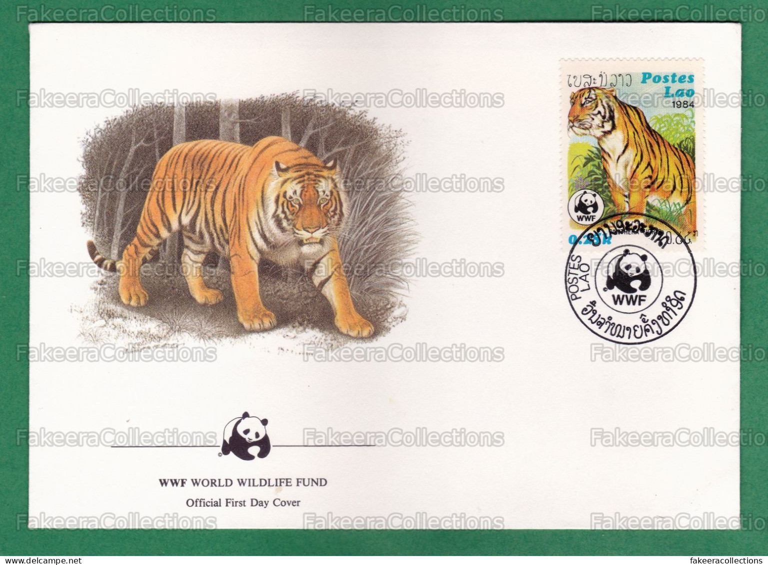 LAOS 1984 - ADULT TIGER WWF FDC - As Scan - Félins