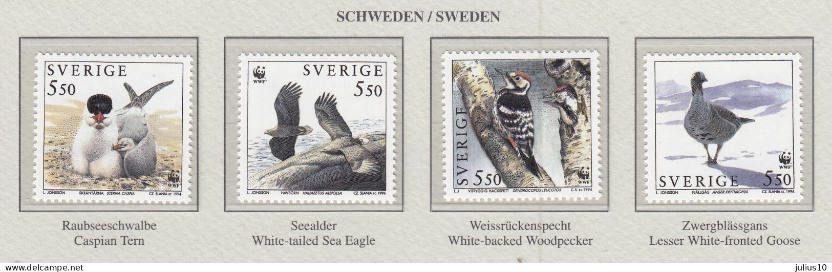 SWEDEN 1994 WWF Birds Mi 1847-1850 MNH(**) Fauna 521 - Other & Unclassified