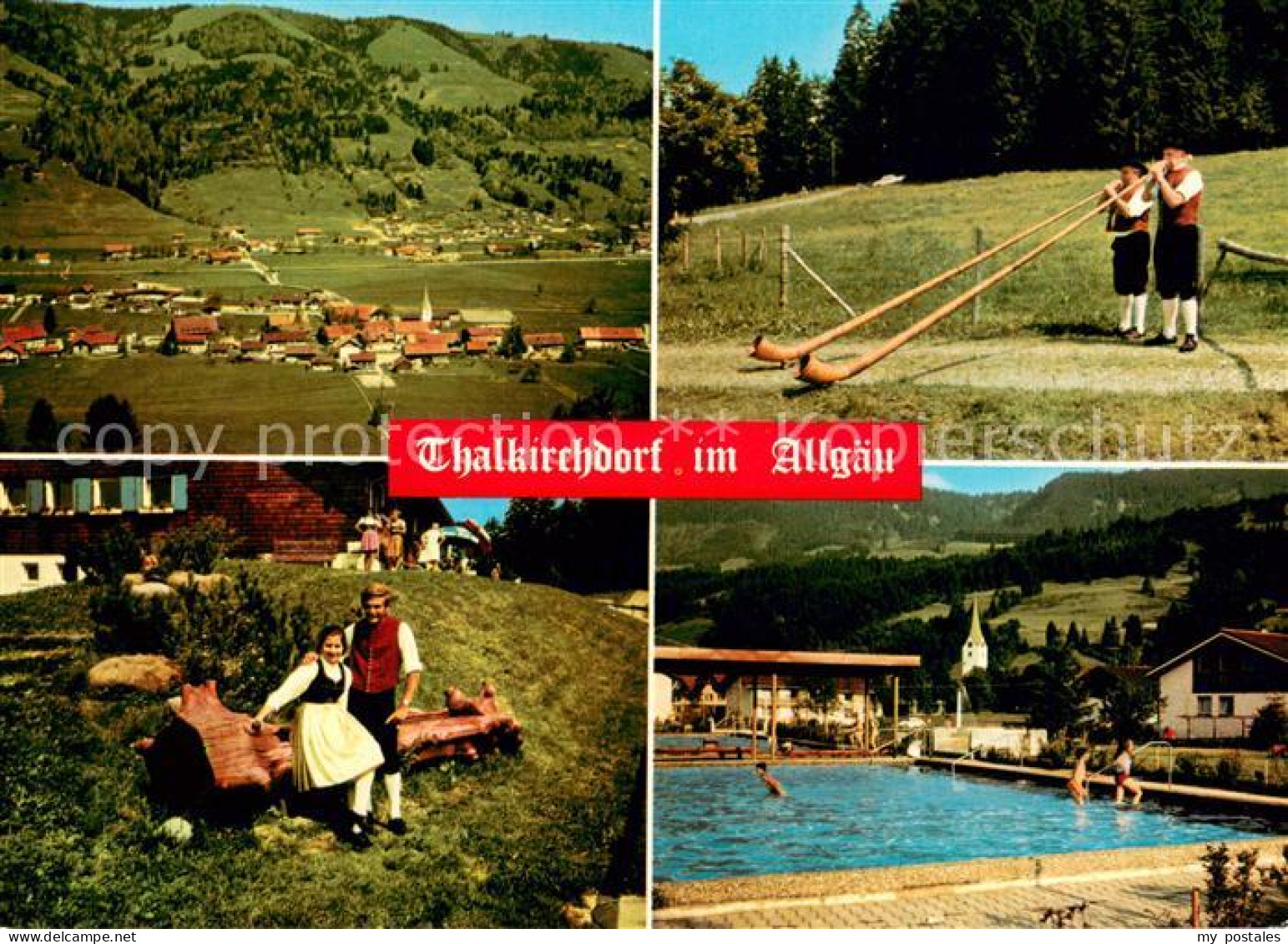 73672796 Thalkirchdorf Panorama Alphornblaeser Trachtenpaar Freibad Thalkirchdor - Oberstaufen