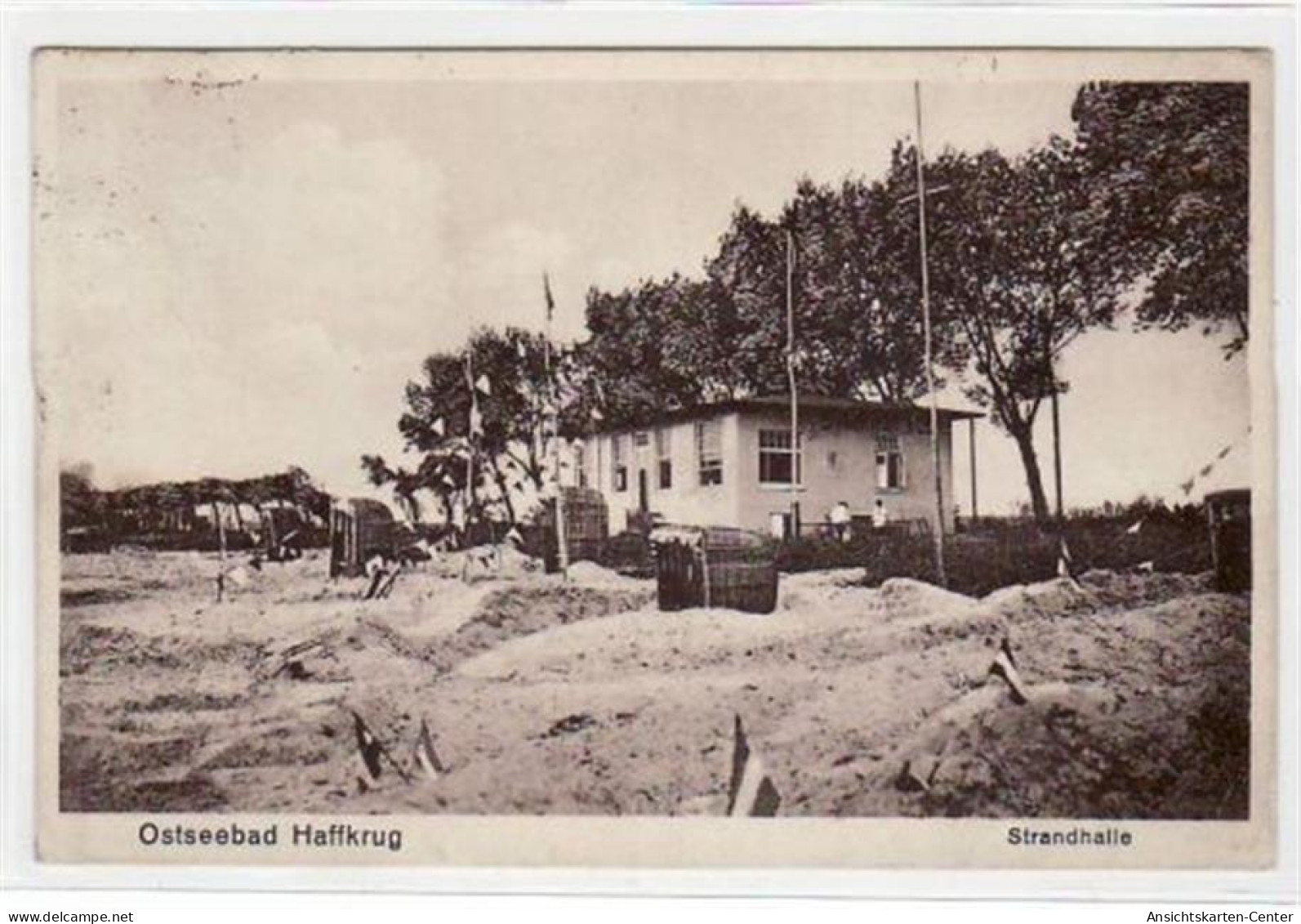 39072106 - Haffkrug Mit Strandhalle Gelaufen, 1929. Leichter Bug Unten Rechts, Leicht Fleckig, Sonst Gut Erhalten - Scharbeutz