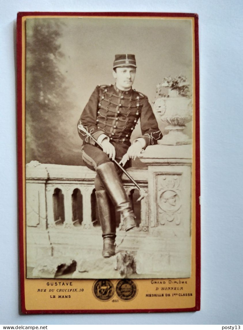 CDV Beau Cliché Officier Artillerie  31 Sur Col  - Circa 1870/75 - Photo Gustave, Le Mans - TBE - Guerre, Militaire