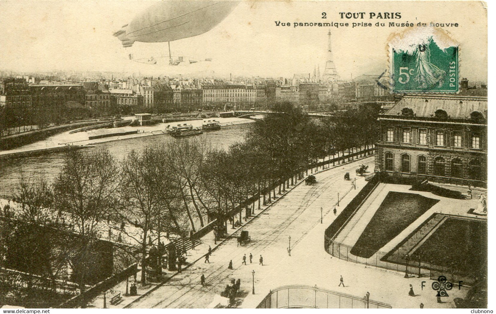 CPA - PARIS - VUE PANORAMIQUE PRISE DU MUSEE DU LOUVRE (T.RARE AVEC BALLON) - Panorama's