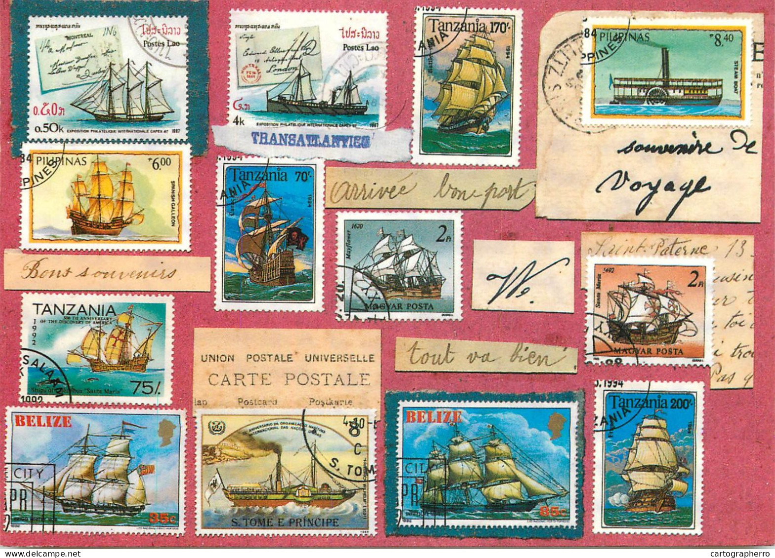 Navigation Sailing Vessels & Boats Themed Postcard Souvenir De Voyage Large Ships Stamps - Segelboote