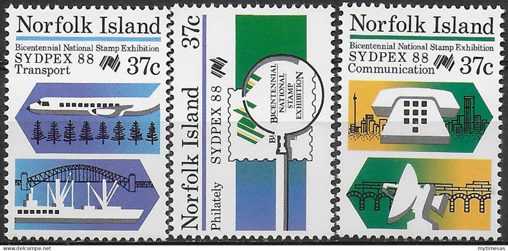 1988 Norfolk Island Sydpex 3v. MNH SG. N. 444/46 - Other & Unclassified
