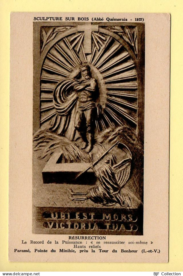 Sculpture Sur Bois : RESURRECTION / Abbé Quémerais / Paramé 35 (voir Scan Recto/verso) - Tableaux, Vitraux Et Statues