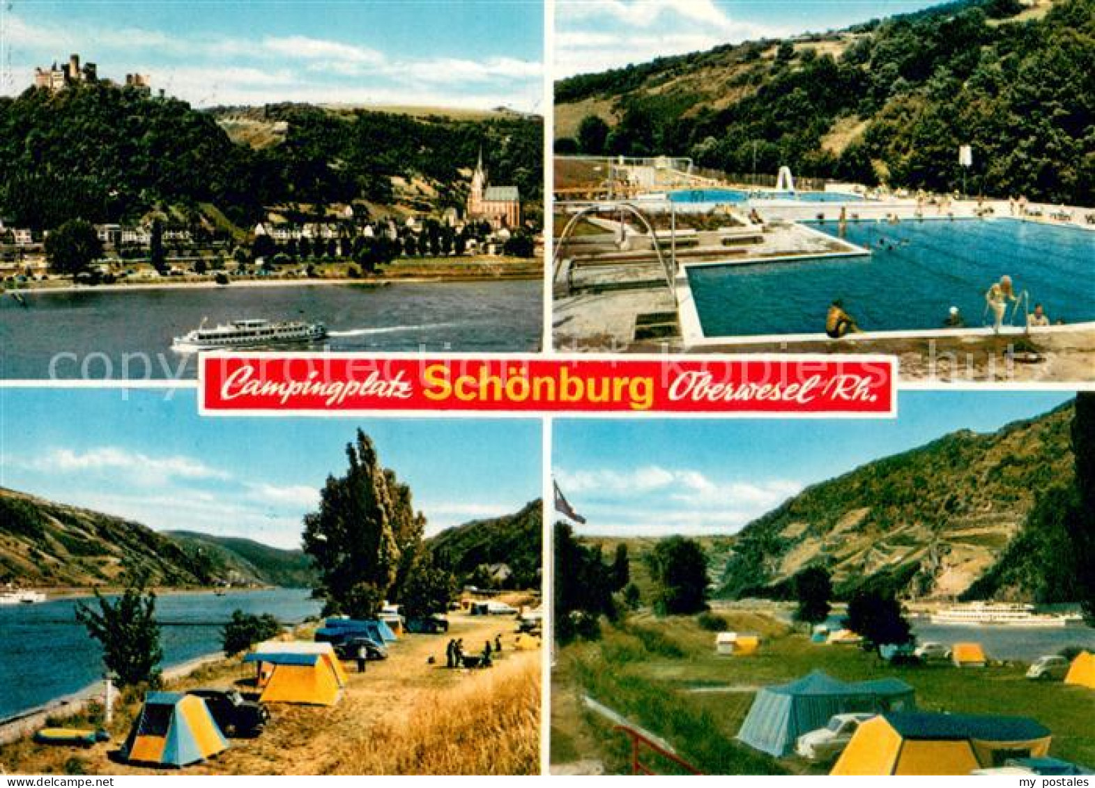 73672672 Oberwesel Rhein Rheinpartie Schwimmbad Campingplatz Schoenburg Oberwese - Oberwesel