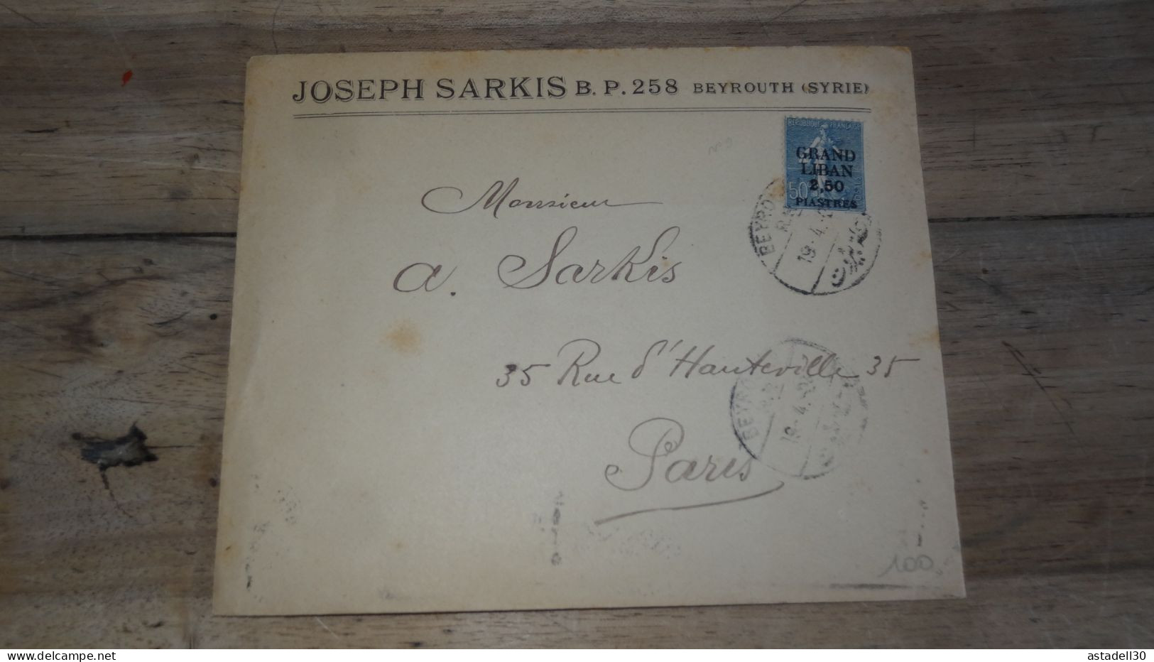 Enveloppe GRAND LIBAN, Beyrouth 1924  ......... Boite1 ..... 240424-217 - Cartas & Documentos