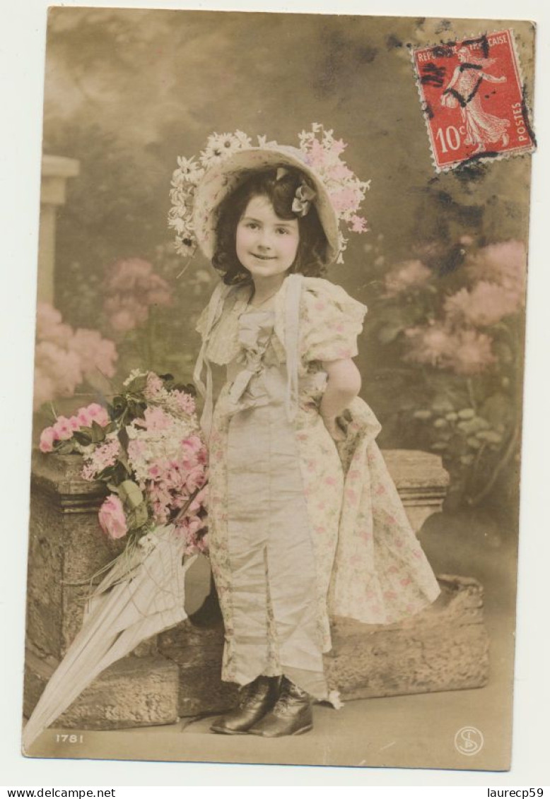 Carte Fantaisie Enfant - Robe Dentelle Chapeau Ombrelle... - Ritratti