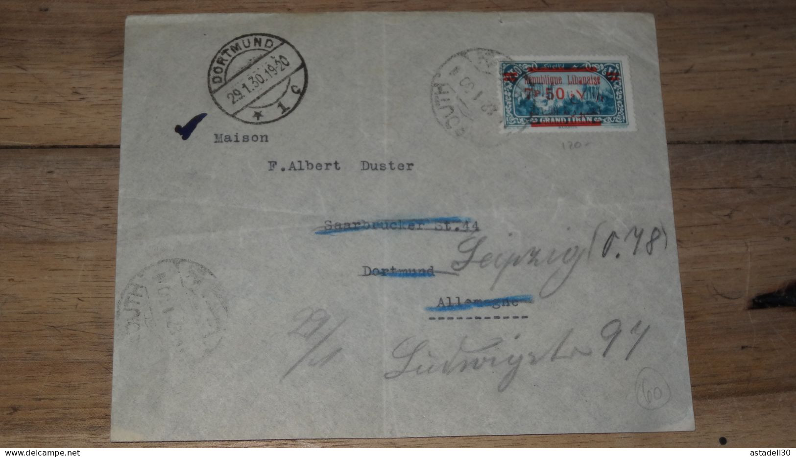 Enveloppe LIBAN, Beyrouth 1930  ......... Boite1 ..... 240424-218 - Briefe U. Dokumente