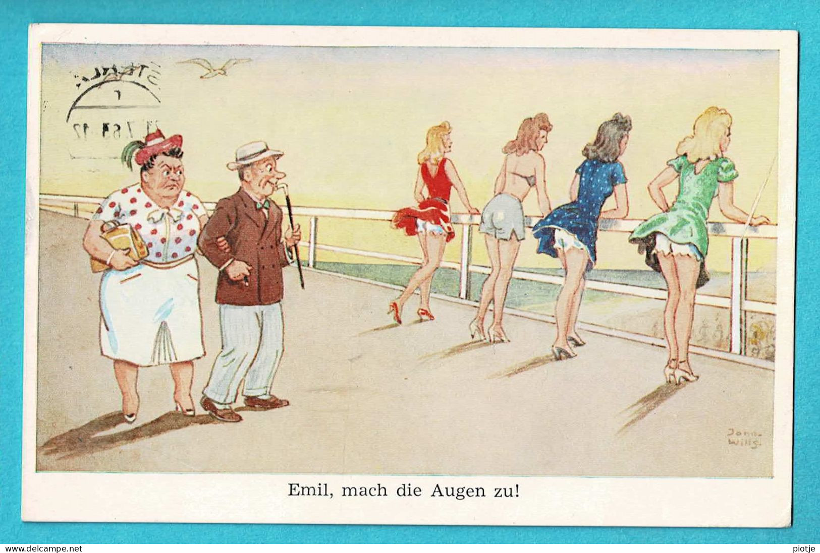 * Fantaisie - Fantasy - Fantasie (Humor - Humour) * (John Wills) Emil, Mach Die Augen Zu, Bikini, Girls, Digue, Old - Humor