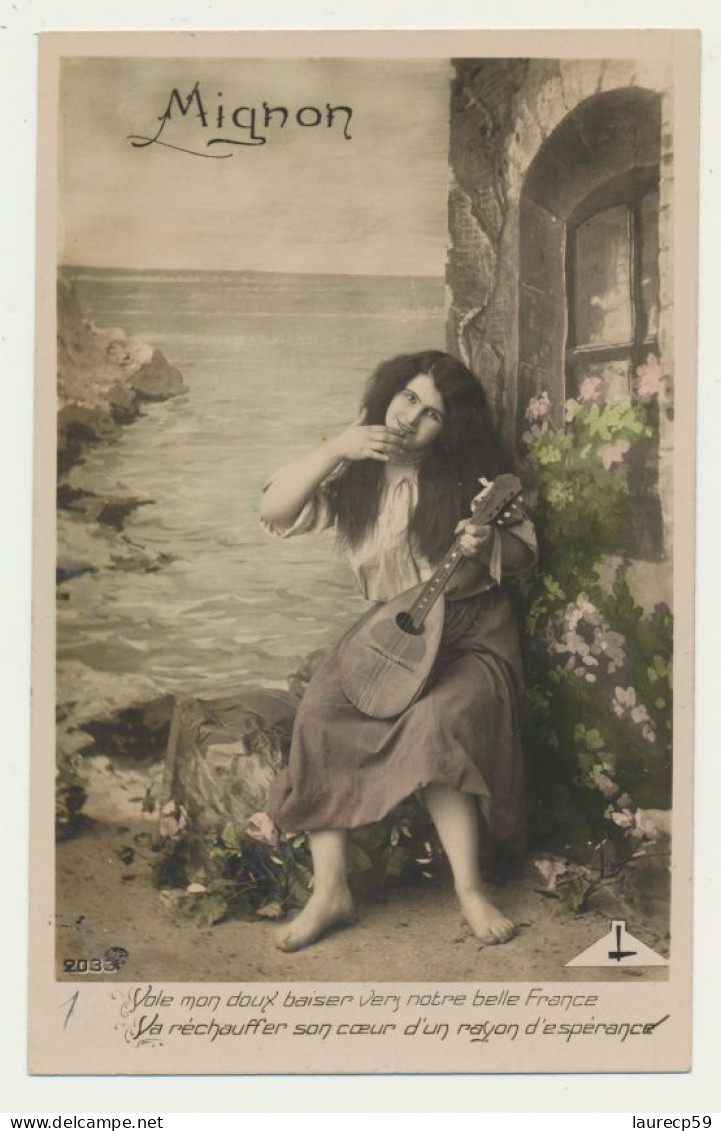 Carte Fantaisie Femme - Mignon - Bohémienne ...mandoline... - Femmes