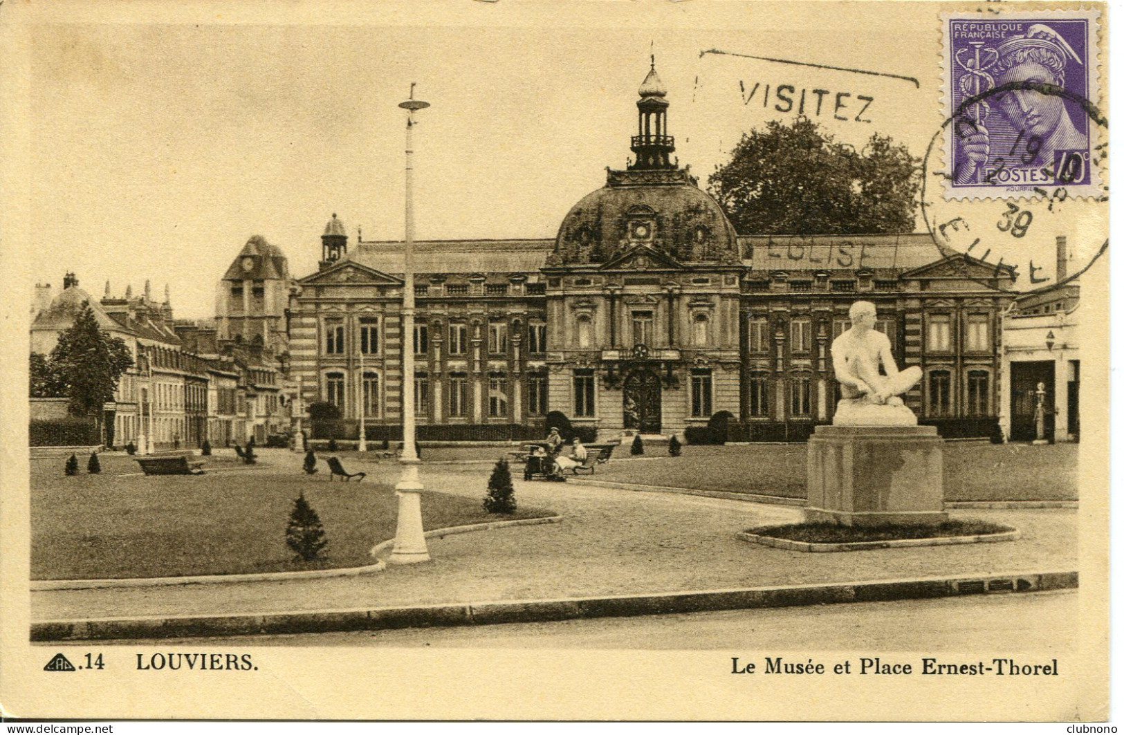 CPA -  LOUVIERS -  LE MUSEE ET PLACE ERNEST-THOREL (1939) - Louviers