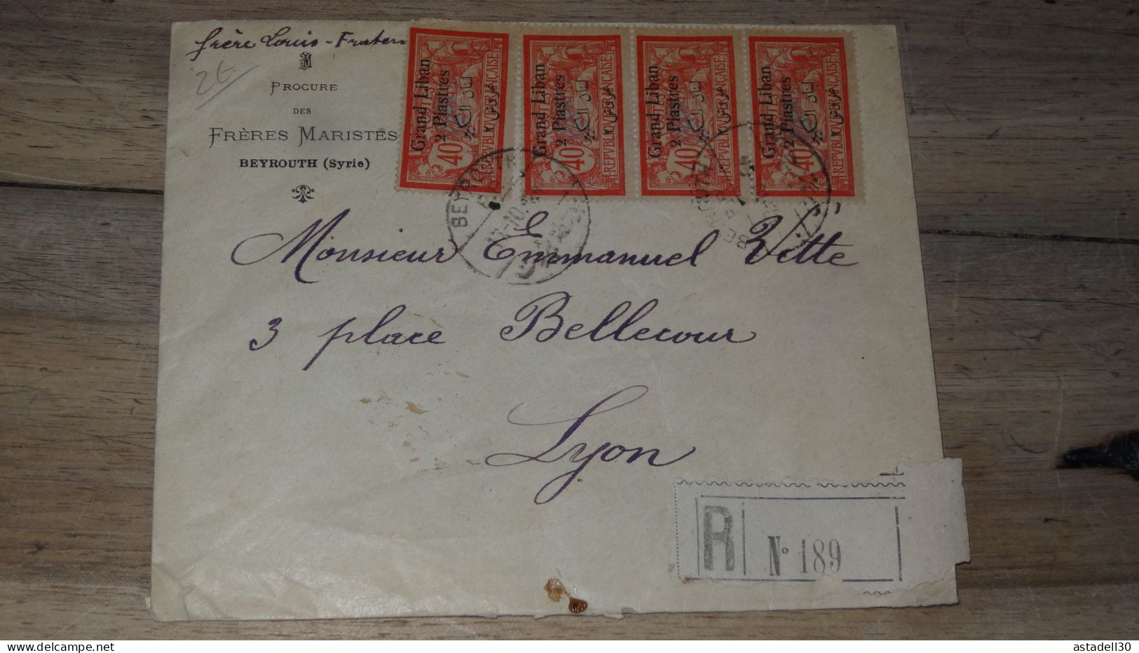 Enveloppe GRAND LIBAN, Recommandé, Beyrouth 1924  ......... Boite1 ..... 240424-221 - Cartas & Documentos