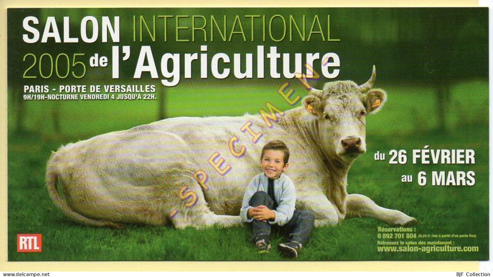 Vaches : Salon International De L'Agriculture 2005 - Vache Et Enfant - Grand Format 21 X 11 Cm Carte Double - Vaches