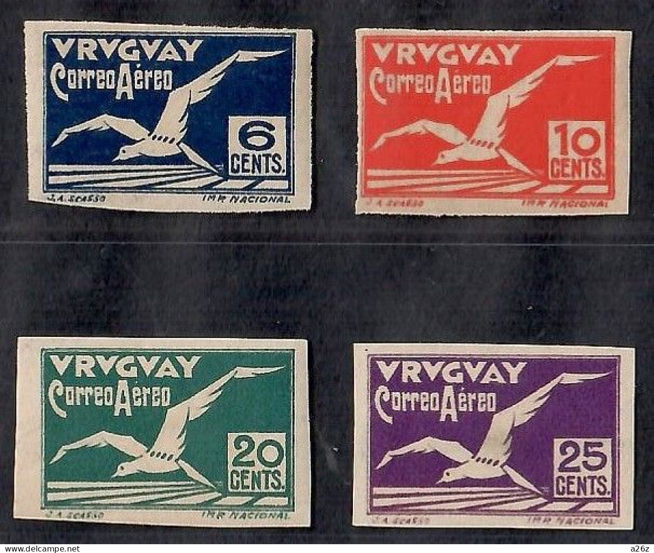 Uruguay 1926 Albatross Airmail Imperf. 4V MH Fair Condition - Uruguay