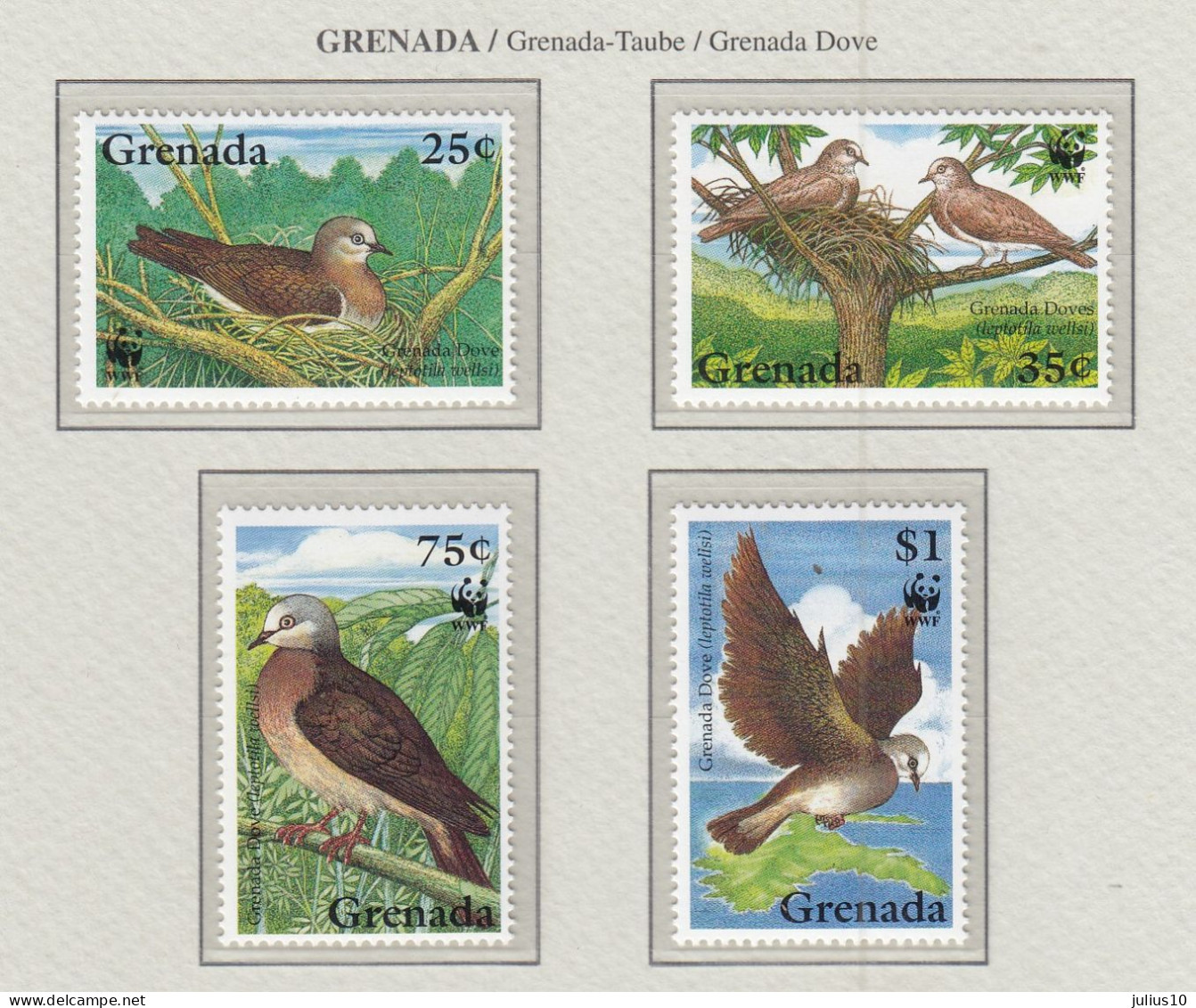 GRENADA 1995 Birds Doves Mi 2858-2861 MNH(**) Fauna 524 - Autres & Non Classés