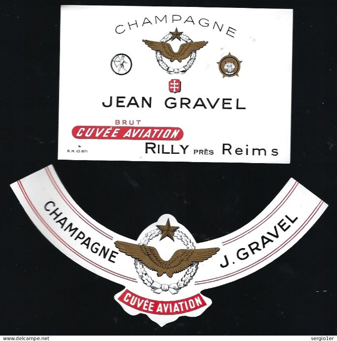 Etiquette Champagne Cuvée Aviation  Jean Gravel Rilly  Marne 51 " Avec Sa Collerette" - Champagne