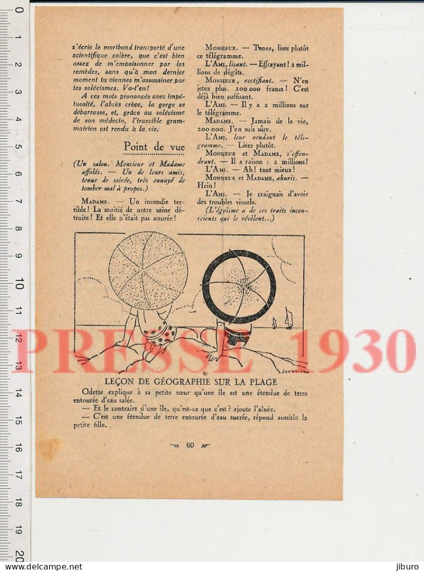 2 Vues 1930 Humour Horlogerie Métier Horloger Balancier Réparation Horloge + Eau De Mer Salée Et Sucrée Parasol Plage - Non Classés