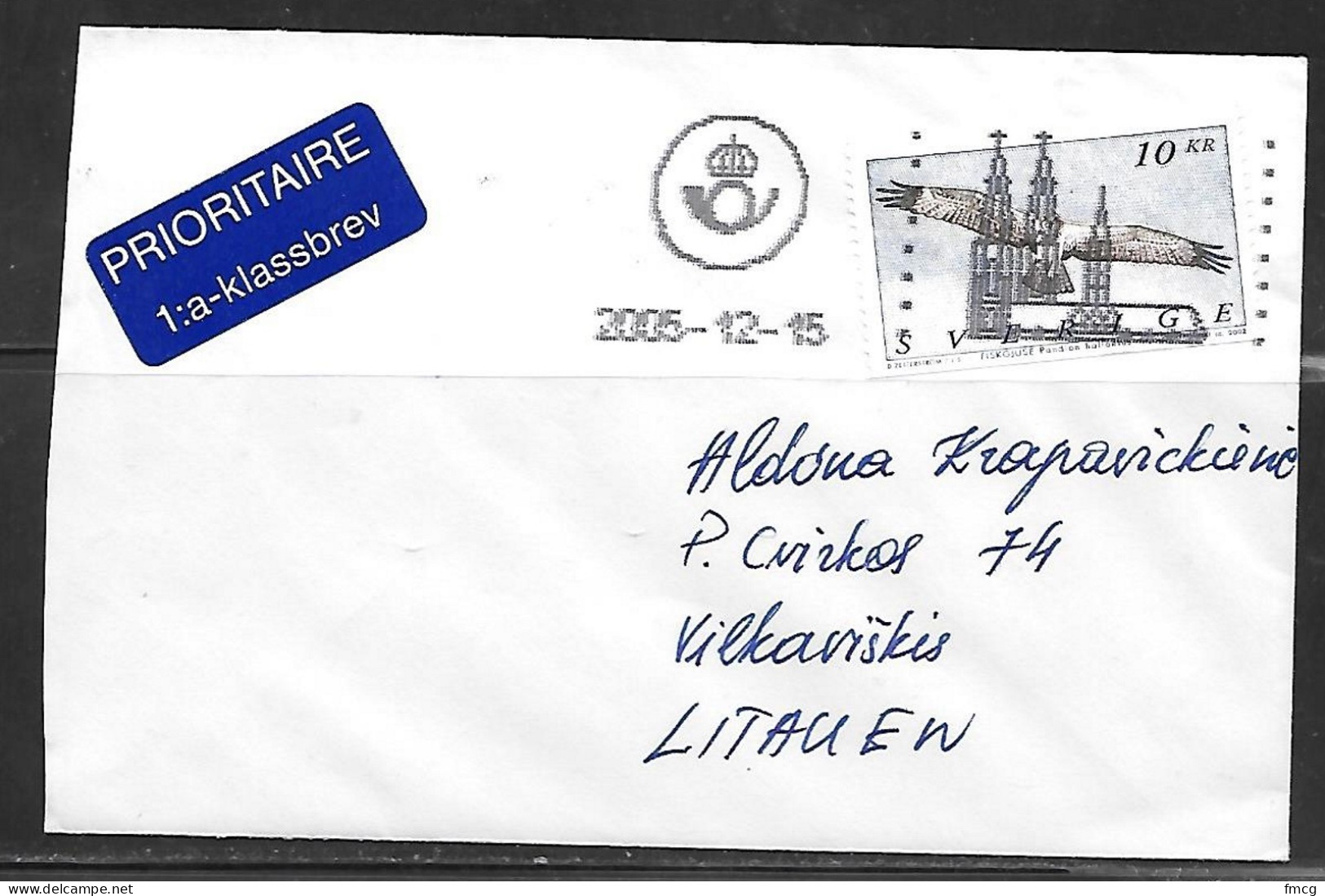 2005 10 KR Bird To Lithuania (2005-12-15) - Briefe U. Dokumente